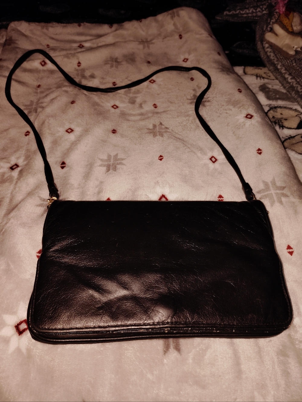 Black Faux Leather Crossbody Shoulder Bag Multiple Compartments!